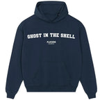 Ghost In The Shell hoodie – navy men's hoodie with white Ghost In The Shell letters and Players Couture logo on the chest