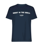 Ghost In The Shell t-shirt – navy men's t-shirt with white Ghost In The Shell letters and Players Couture logo on the chest