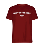 Ghost In The Shell t-shirt – red men's t-shirt with white Ghost In The Shell letters and Players Couture logo on the chest