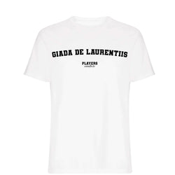 Giada De Laurentiis men's T-shirt in white with bold name lettering