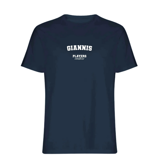 Giannis t-shirt – navy men's t-shirt with white Giannis letters and Players Couture logo on the chest