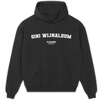 Gini Wijnaldum hoodie – close-up of white Gini Wijnaldum lettering and Players Couture logo on the chest