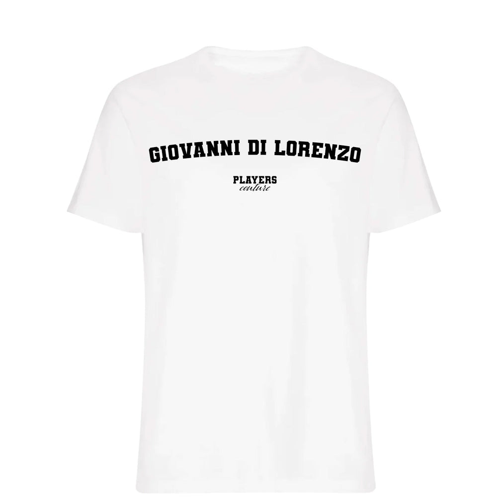 Giovanni Di Lorenzo men's T-shirt in white with bold name lettering
