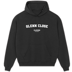 Glenn Close hoodie – black men's hoodie with white Glenn Close letters and Players Couture logo on the chest