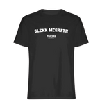 Glenn McGrath t-shirt – black men's t-shirt with white Glenn McGrath letters and Players Couture logo on the chest