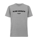 Glenn McGrath t-shirt – grey men's t-shirt with black Glenn McGrath letters and Players Couture logo on the chest