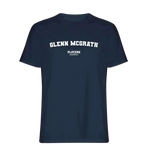 Glenn McGrath t-shirt – navy men's t-shirt with white Glenn McGrath letters and Players Couture logo on the chest