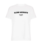 Glenn McGrath t-shirt – white men's t-shirt with black Glenn McGrath letters and Players Couture logo on the chest