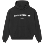 Gloria Estefan hoodie – black men's hoodie with white Gloria Estefan letters and Players Couture logo on the chest