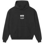 God hoodie – grey men's hoodie with black God letters and Players Couture logo on the chest