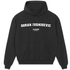 Goran Ivanisevic hoodie – black men's hoodie with white Goran Ivanisevic letters and Players Couture logo on the chest
