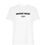 Graeme Sharp t-shirt – white men's t-shirt with black Graeme Sharp letters and Players Couture logo on the chest