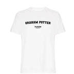 Graham Potter men's T-shirt in white with bold name lettering
