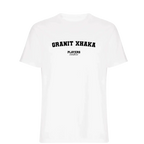 Granit Xhaka t-shirt – white men's t-shirt with black Granit Xhaka letters and Players Couture logo on the chest