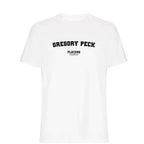 Gregory Peck men's T-shirt in white with bold name lettering