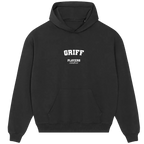 Griff hoodie – black men's hoodie with white Griff letters and Players Couture logo on the chest
