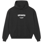 Grimes hoodie – black men's hoodie with white Grimes letters and Players Couture logo on the chest