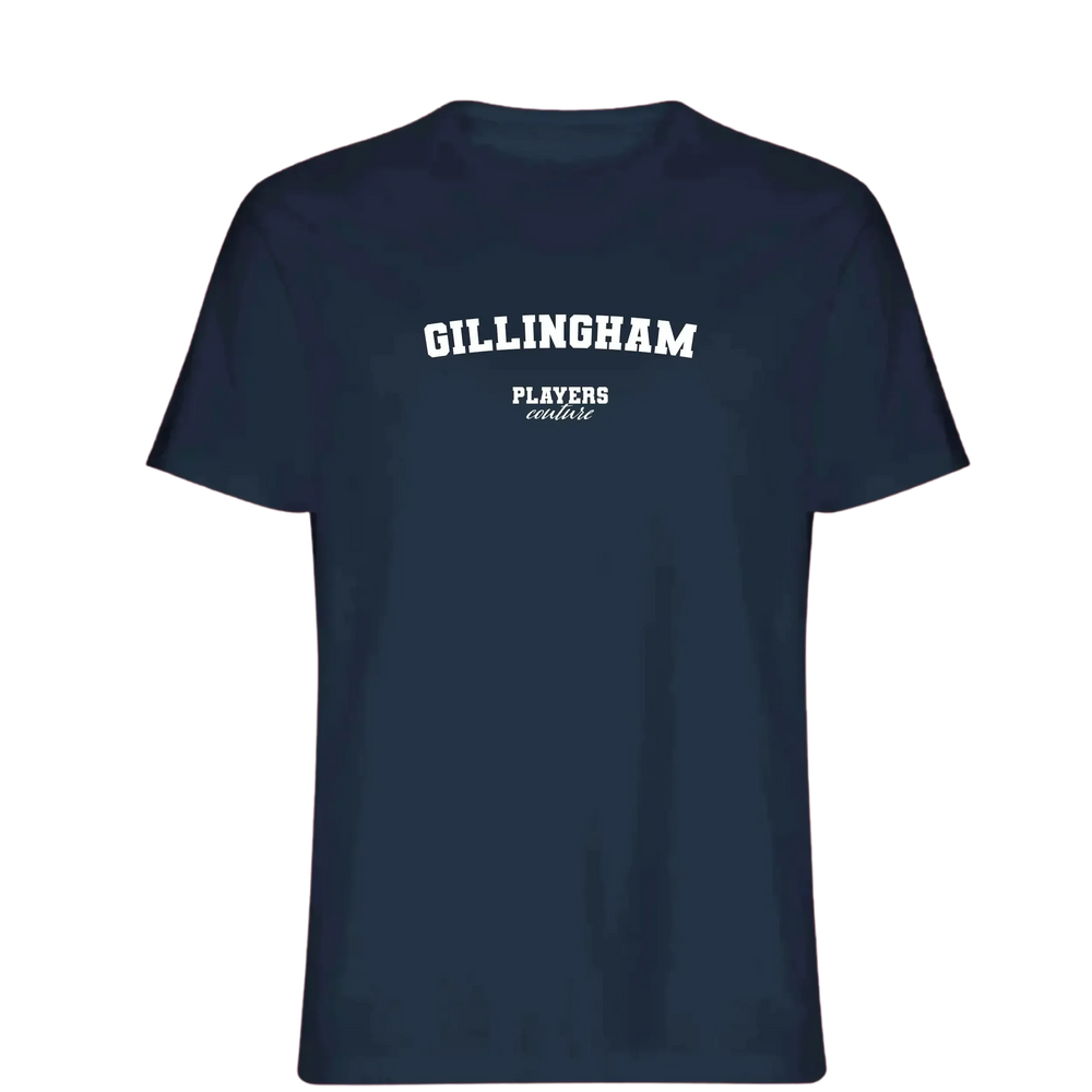 Grimsby t-shirt – navy men's t-shirt with white Grimsby letters and Players Couture logo on the chest