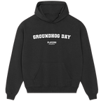Groundhog Day hoodie – black men's hoodie with white Groundhog Day letters and Players Couture logo on the chest