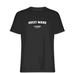 Gucci Mane t-shirt – black men's t-shirt with white Gucci Mane letters and Players Couture logo on the chest