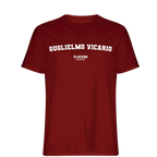 Guglielmo Vicario t-shirt – red men's t-shirt with white Guglielmo Vicario letters and Players Couture logo on the chest