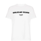 Guglielmo Vicario t-shirt – white men's t-shirt with black Guglielmo Vicario letters and Players Couture logo on the chest