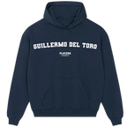 Guillermo del Toro hoodie – navy men's hoodie with white Guillermo del Toro letters and Players Couture logo on the chest