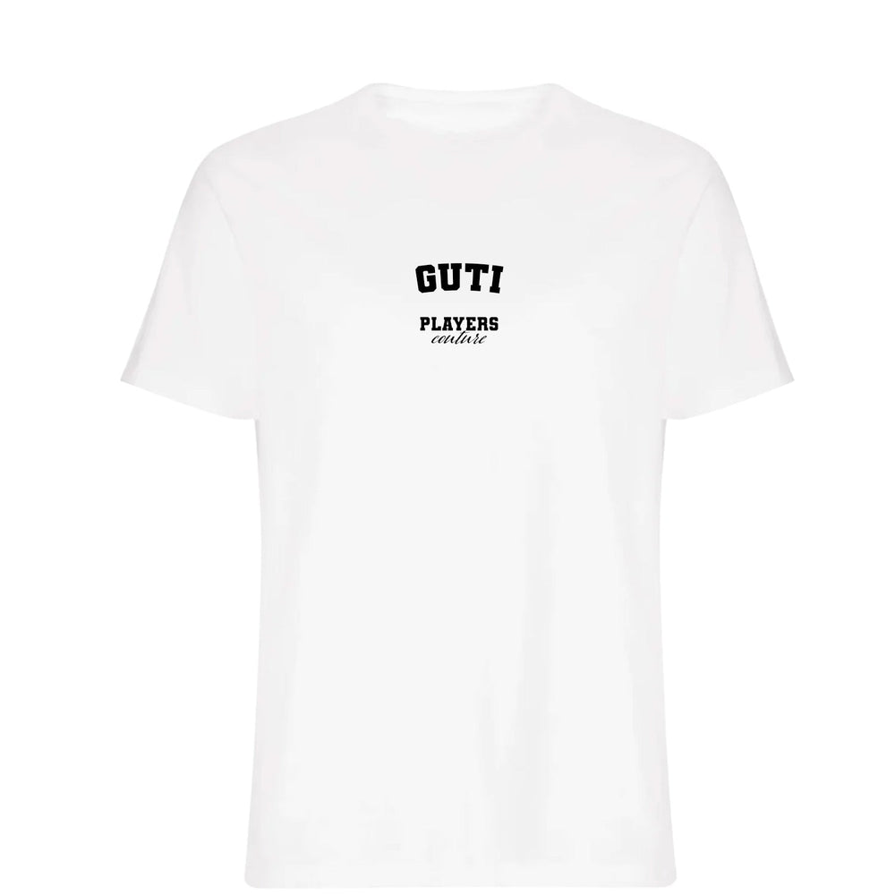 Guti men's T-shirt in white with bold name lettering