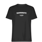 Harrogate t-shirt – black men's t-shirt with white Harrogate letters and Players Couture logo on the chest