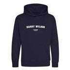 Harry Wilson hoodie – navy kids' hoodie with white Harry Wilson letters and Players Couture logo on the chest