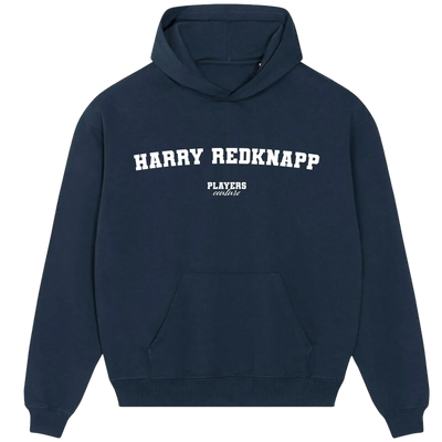 Harry Redknapp hoodie – navy men's hoodie with white Harry Redknapp letters and Players Couture logo on the chest