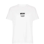 Heat men's T-shirt in white with bold name lettering