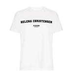 Helena Christensen men's T-shirt in white with bold name lettering