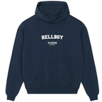 Hellboy hoodie – navy men's hoodie with white Hellboy letters and Players Couture logo on the chest