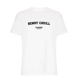 Henry Cavill men's T-shirt in white with bold name lettering