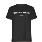 Hidetoshi Nakata t-shirt – black men's t-shirt with white Hidetoshi Nakata letters and Players Couture logo on the chest