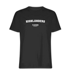 Highlanders t-shirt – black men's t-shirt with white Highlanders letters and Players Couture logo on the chest
