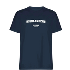 Highlanders t-shirt – navy men's t-shirt with white Highlanders letters and Players Couture logo on the chest