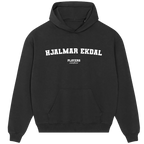 Hjalmar Ekdal hoodie – black men's hoodie with white Hjalmar Ekdal letters and Players Couture logo on the chest