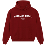 Hjalmar Ekdal hoodie – red men's hoodie with white Hjalmar Ekdal letters and Players Couture logo on the chest