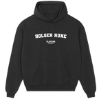 Holger Rune hoodie – black men's hoodie with white Holger Rune letters and Players Couture logo on the chest