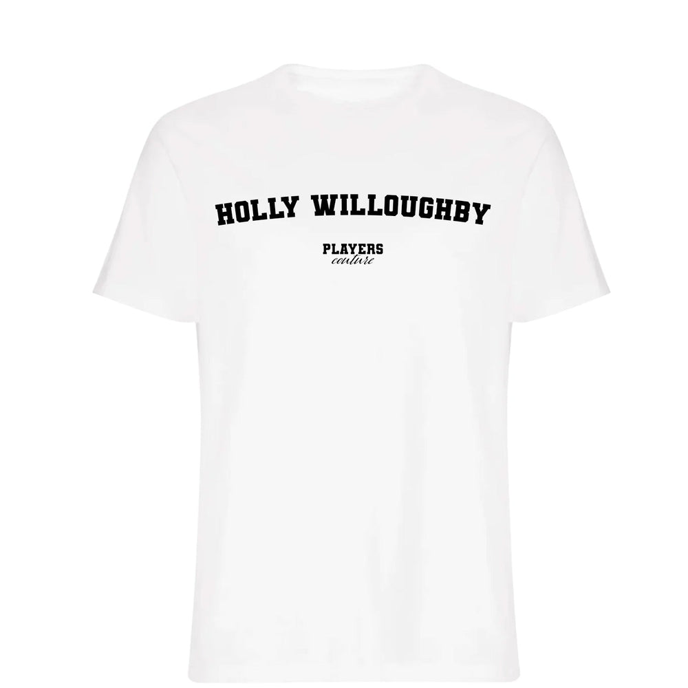 Holly Willoughby men's T-shirt in white with bold name lettering