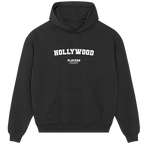 Hollywood hoodie – black men's hoodie with white Hollywood letters and Players Couture logo on the chest