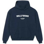 Hollywood hoodie – navy men's hoodie with white Hollywood letters and Players Couture logo on the chest