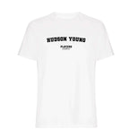 Hudson Young men's T-shirt in white with bold name lettering