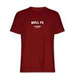 Hull FC t-shirt – red men's t-shirt with white Hull FC letters and Players Couture logo on the chest