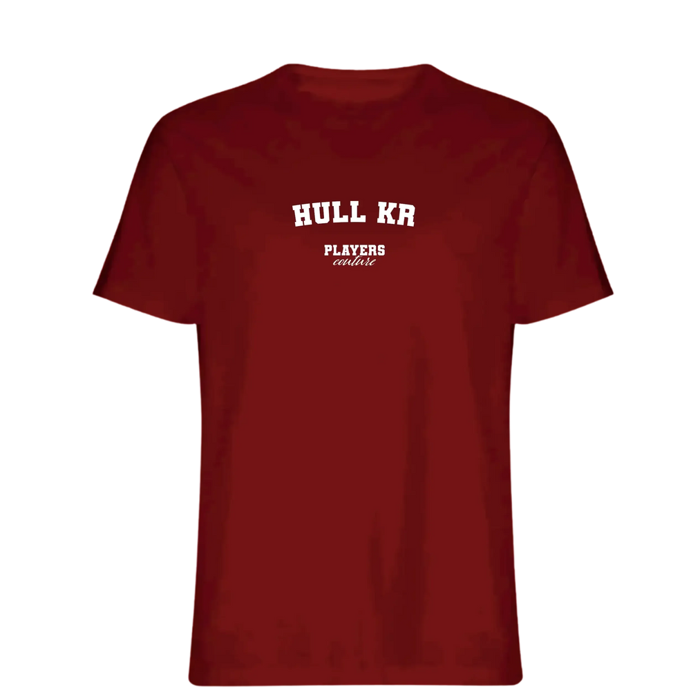 Hull KR t-shirt – red men's t-shirt with white Hull KR letters and Players Couture logo on the chest