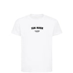 Ian Rush t-shirt – white kids' t-shirt with black Ian Rush letters and Players Couture logo on the chest