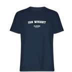 Ian Wright t-shirt – navy men's t-shirt with white Ian Wright letters and Players Couture logo on the chest