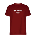 Ian Wright t-shirt – red men's t-shirt with white Ian Wright letters and Players Couture logo on the chest